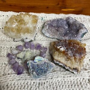 Citrine and amethyst crystal clusters